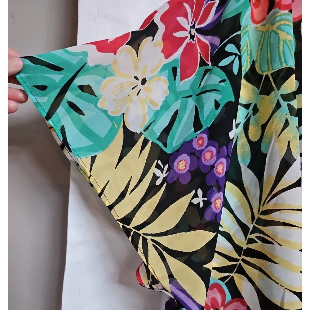 Blair Womans Plus Size 3XL Sheer Top Tropical Floral Swim Cover Up